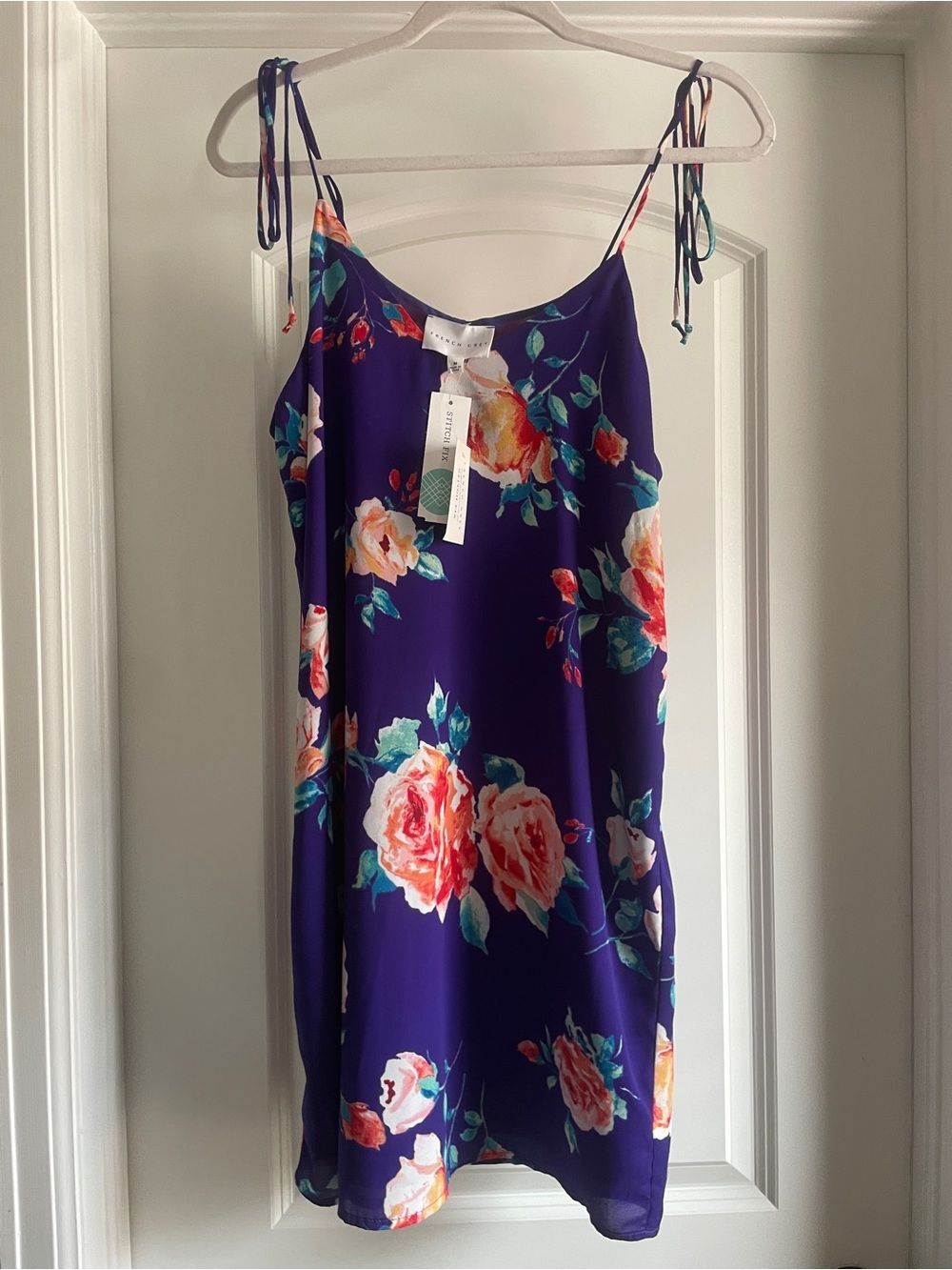 French Grey Stitch Fix Purple Floral Tie Strap Slip Dress NWT Size Medium